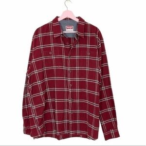 Wrangler red‎ window pane plaid Flannel button shirt 2XT tall